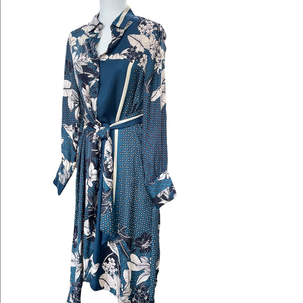 ZARA silky patchwork print shirt dress size M